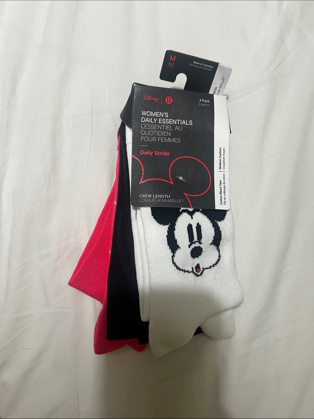 lululemon athletica Women's Crew Socks 3-Pack - White, Black, Pink